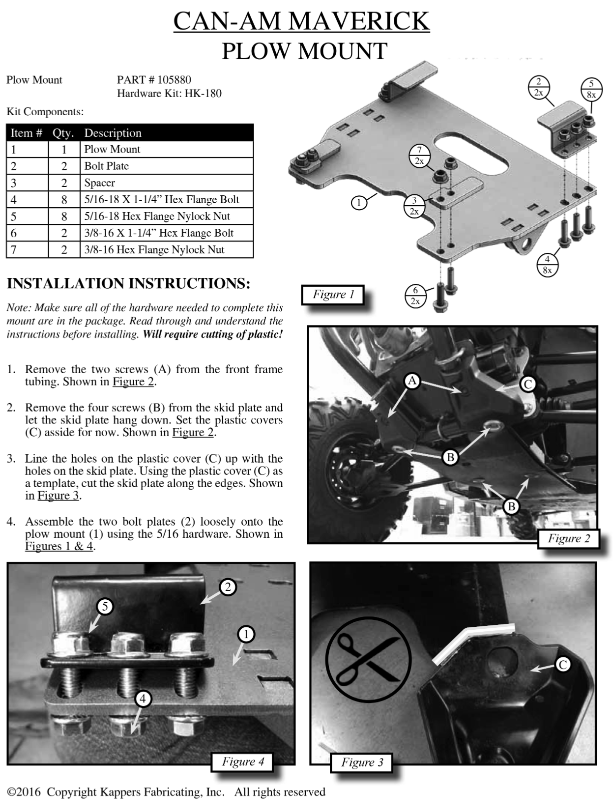 KFI UTV PLOW MOUNT 105880