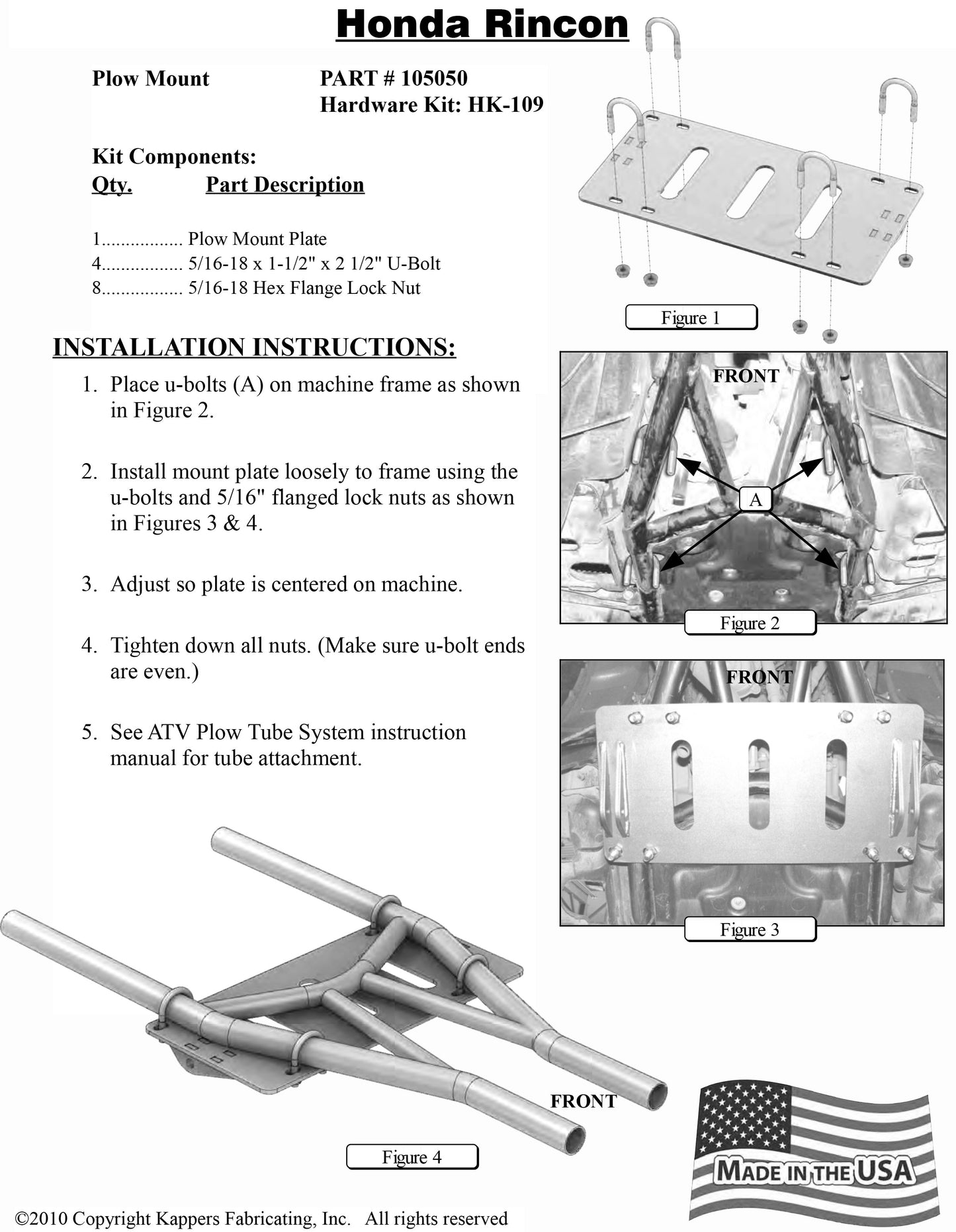 KFI PLOW MOUNT KIT 105050