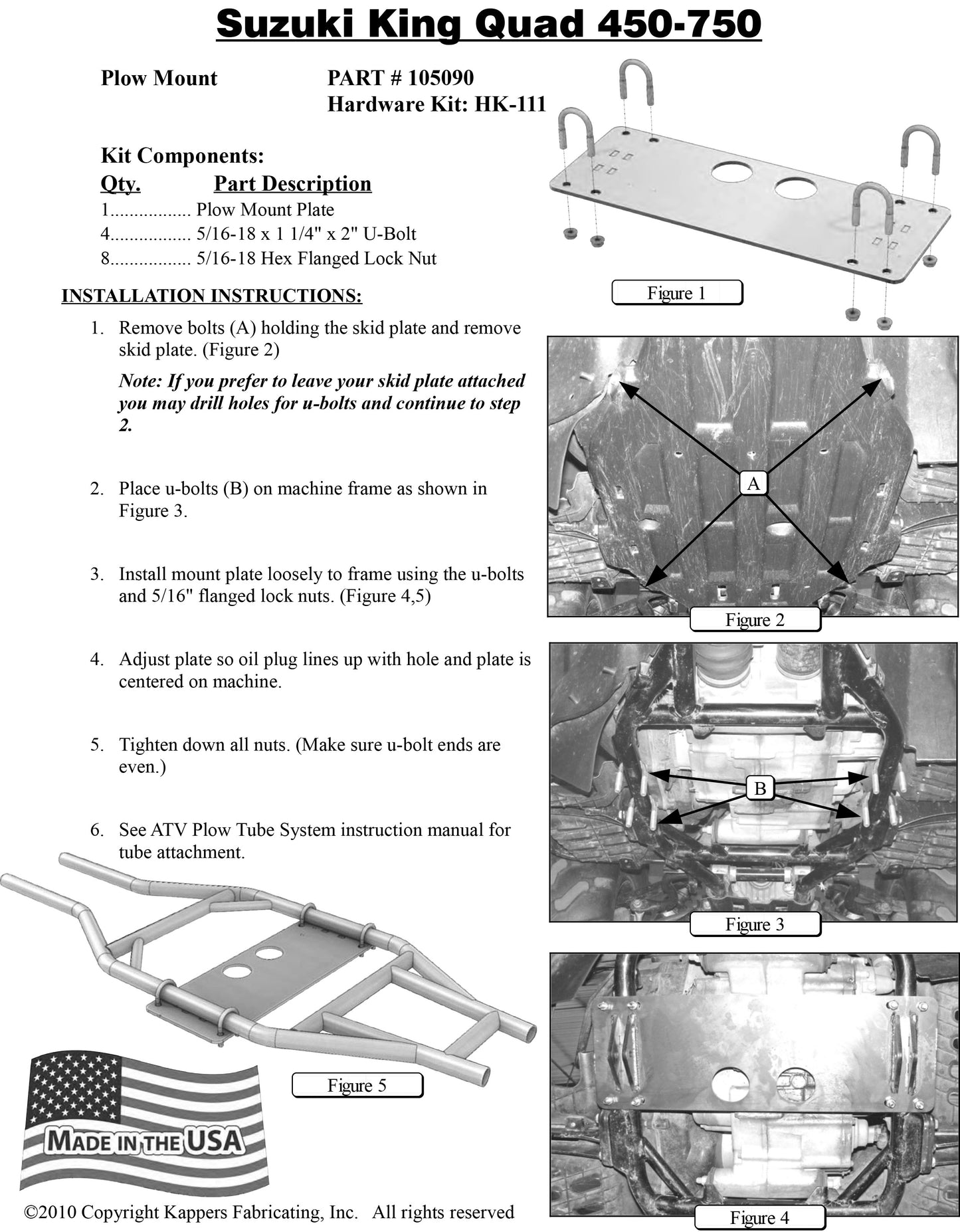 Suzuki 450 King Quad 4x4/AXi - 2007-2010 ATV KFI Plow Mount 105090
