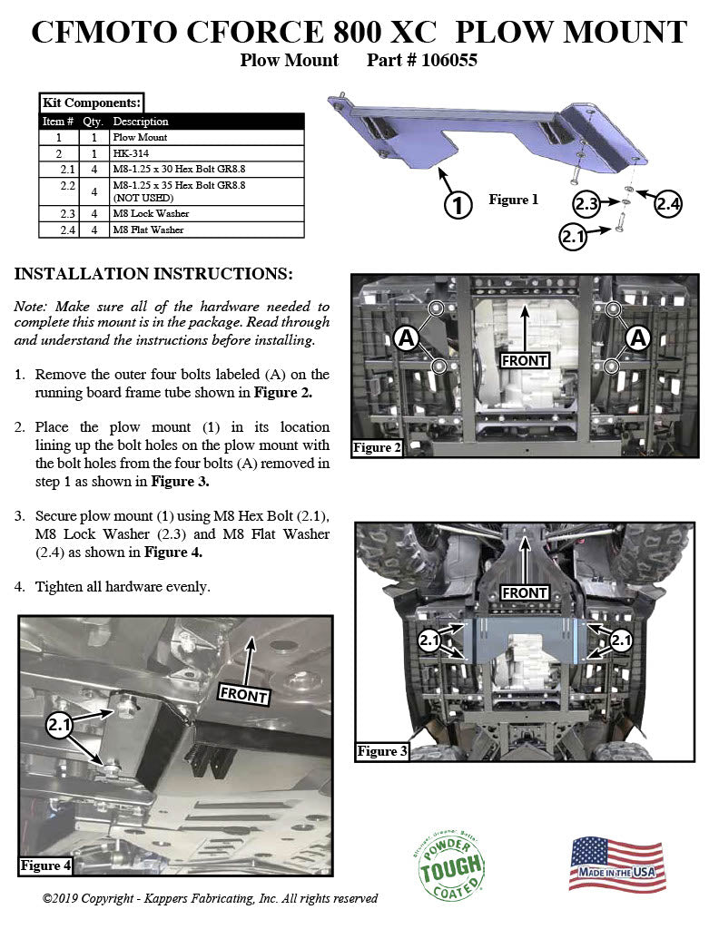 CF-Moto CForce 1000 ATV - KFI Plow Mount 106055