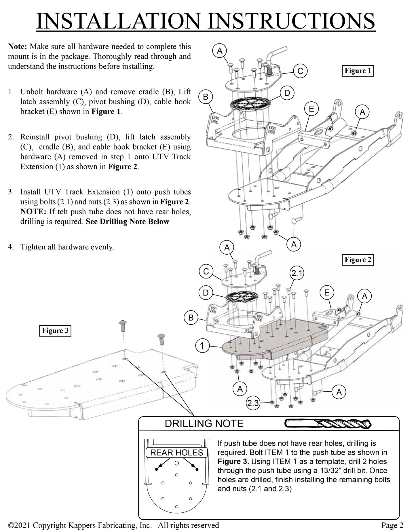 KFI UTV Plow Track Extension Kit KFI 106330