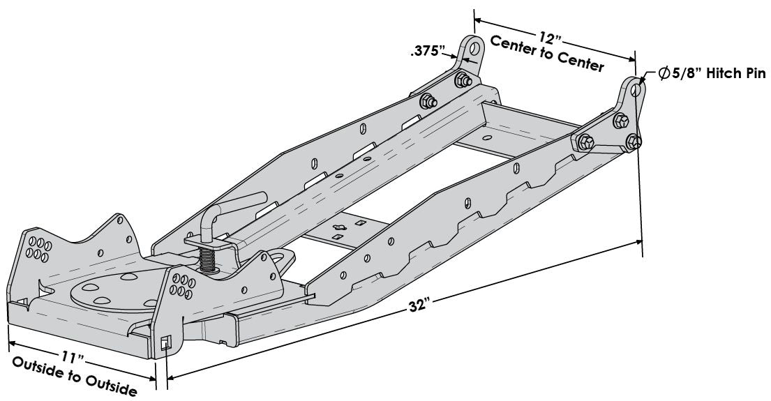 Dimensions of Pro 2.0 KFI Open Trail Pushtubes