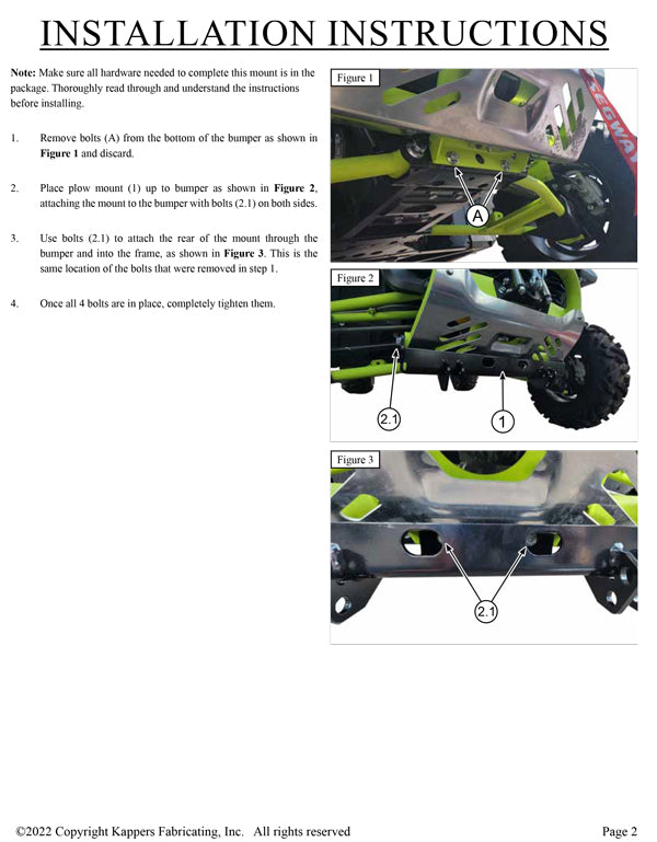 Segway Fugleman UT10X (X/S/P/CREW) - KFI UTV Plow Kit 106480