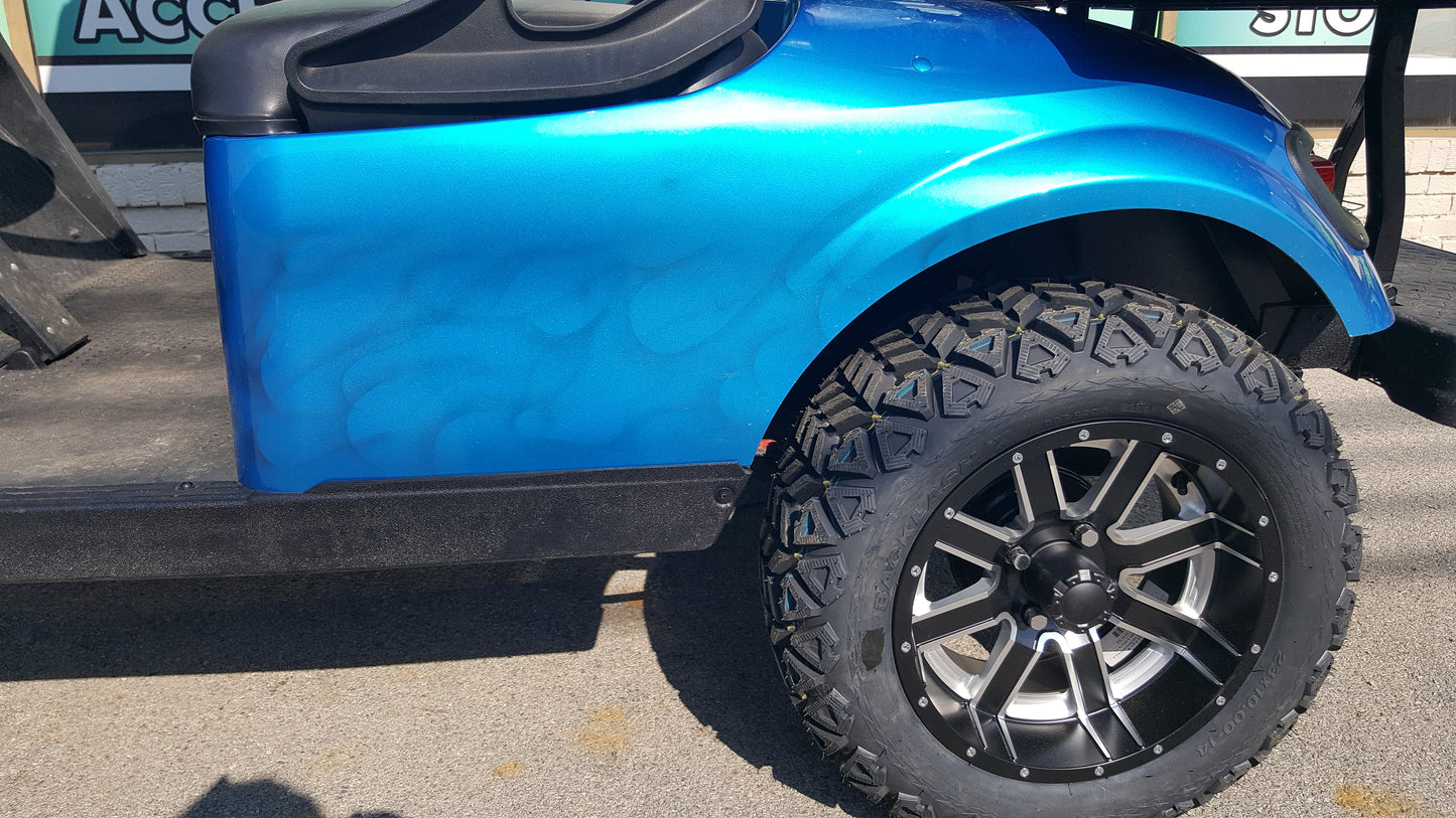 2014 EZGO TXT Electric Golf Cart with Custom Blue Flame Body - SOLD
