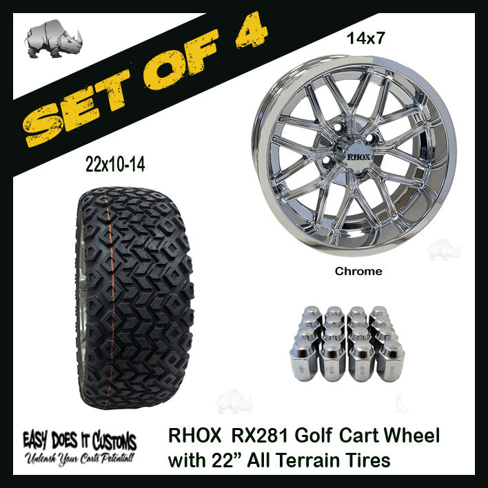 RHOX TIR-RX281-CR, Chrome w/ Center Cap, 14x7 ET-25