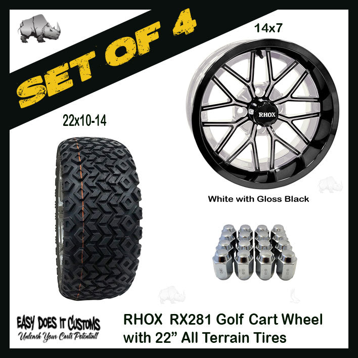 RHOX TIR-RX281-WB, White with Gloss Black, 14x7 ET-25