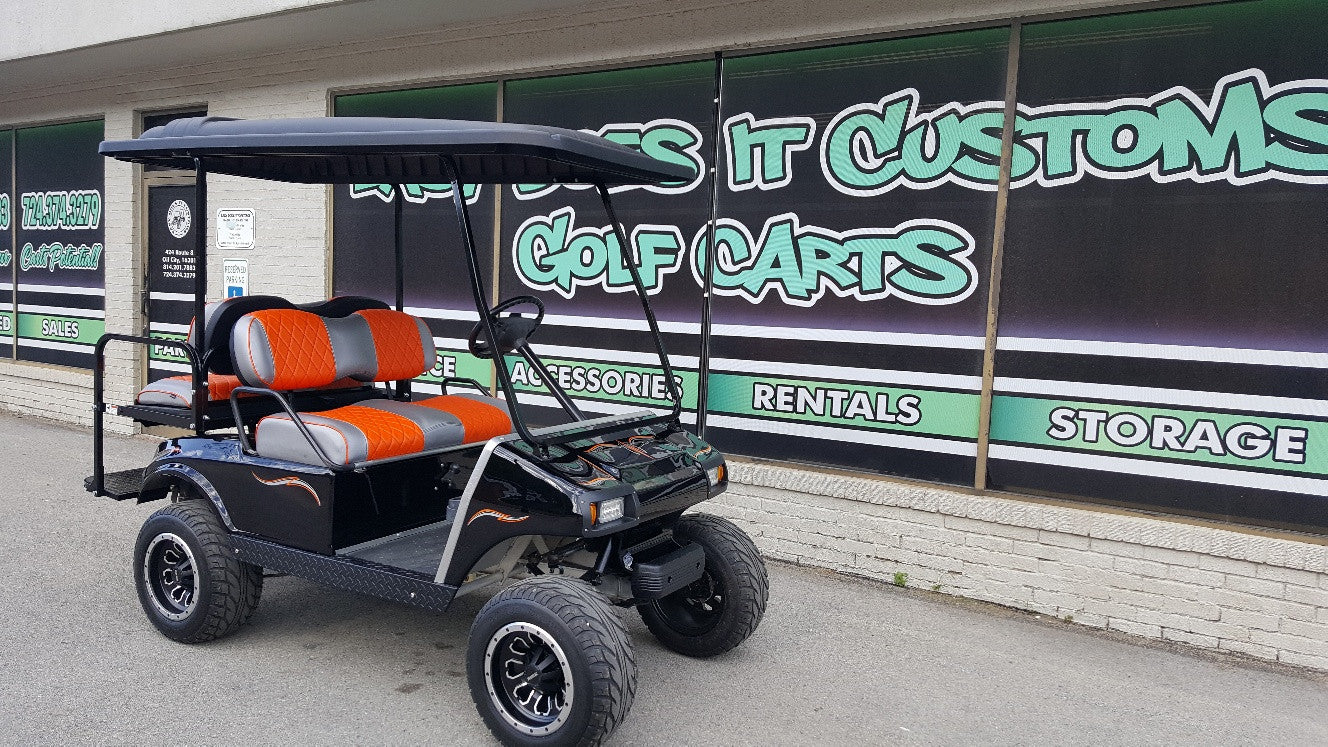 2006 - Black and Orange Lifted Gas Club Car DS - SOLD