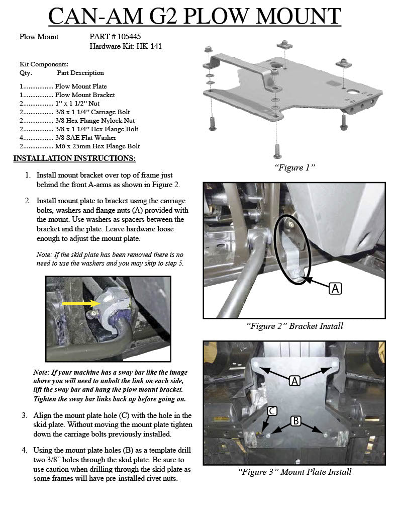 Can-Am 570 Outlander/MAX/Pro Nordic/Renegade G2 ATV KFI Plow Mount 105445
