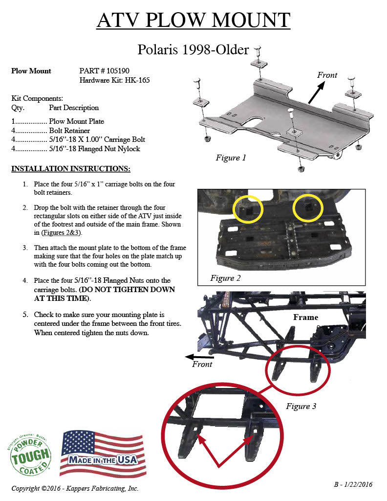 KFI ATV PLOW MOUNT 105190
