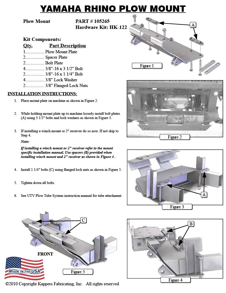 KFI PLOW MOUNT KIT 105265