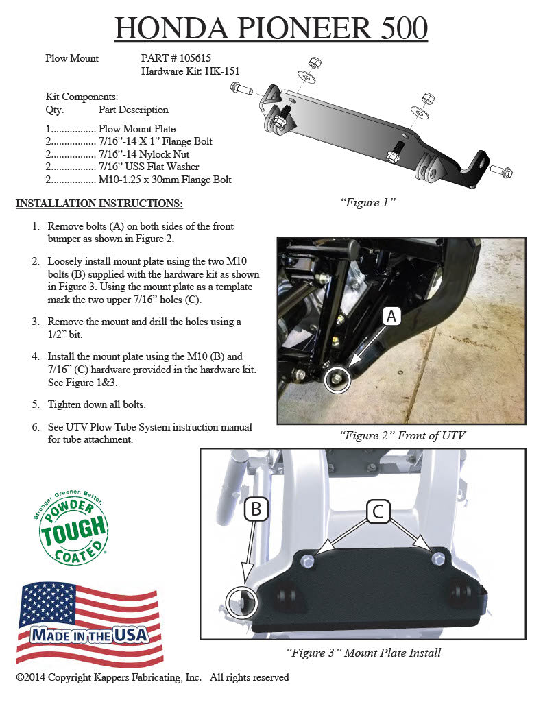 Honda Pioneer 520 2021-2025 Plow Mount - 105615