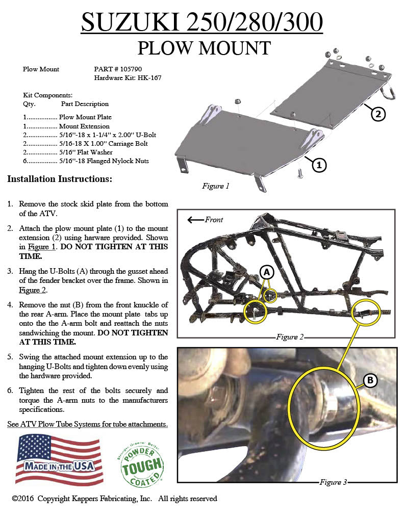 Suzuki 280 King Quad - 2005-older ATV KFI Plow Mount 105790