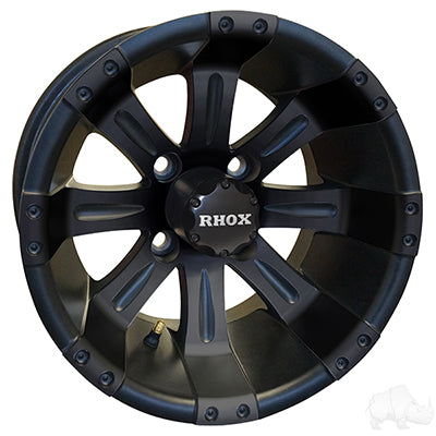 Matte Black w/ Center Cap 12x7 ET-25, RHOX Vegas