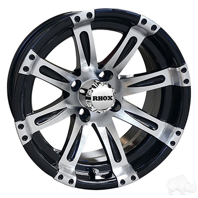 Machined w/Black w/ Center Cap 14x7 ET-25, RHOX Vegas