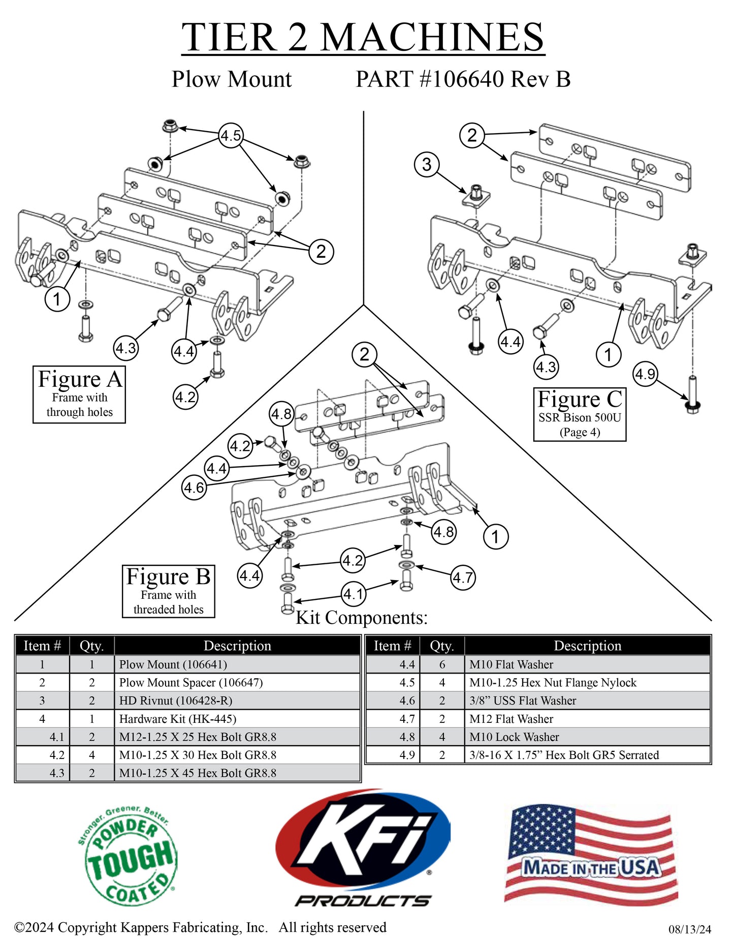 BMS Ranch Pony 700 EFI 2S / 4S KFI Plow Kit 106640