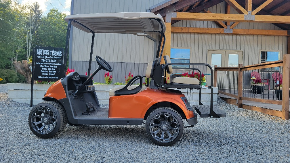 2017 EZGO RXV - Sunburst Orange with Custom Wheels