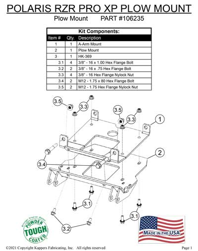 POLARIS RZR PRO XP / RZR PRO XP 4 2020-2024 - KFI Plow Mount 106235