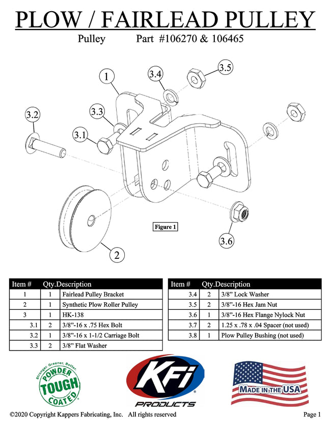 KFI Standard Plow Fairlead Pulley 106270 - Synthetic Cable