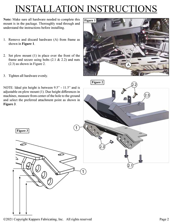 Intimidator GC1K / GC1K Crew / GC1K Truck / Classic - KFI UTV Plow Kit 106285