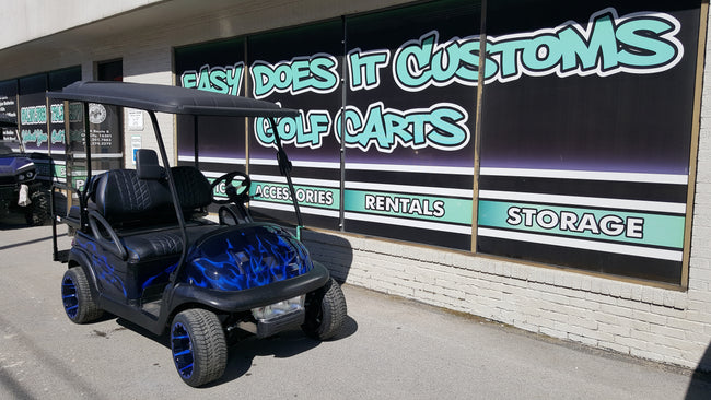 2013 Gas Club Car Precedent Golf Cart with Custom Blue Flame Body - SOLD