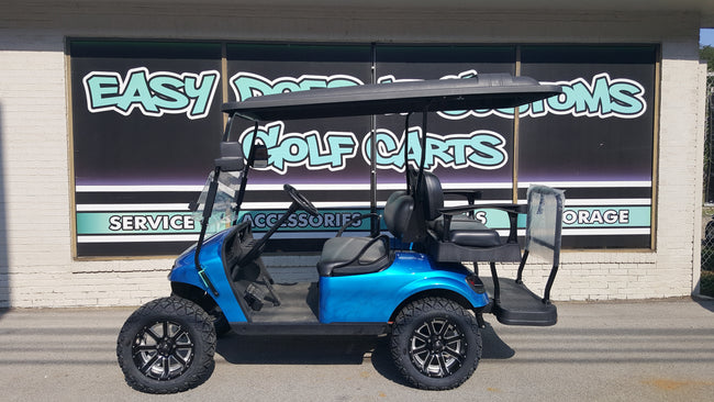 2014 EZGO TXT Electric Golf Cart with Custom Blue Flame Body - SOLD