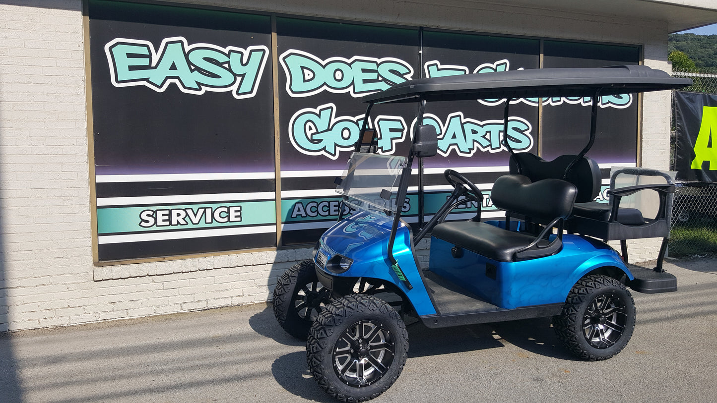 2014 EZGO TXT Electric Golf Cart with Custom Blue Flame Body - SOLD