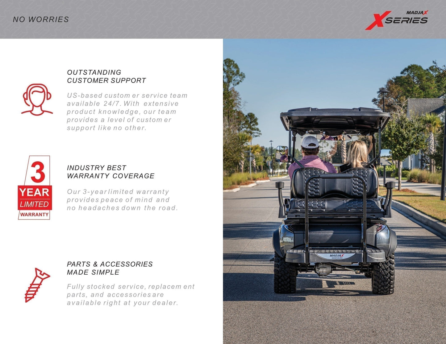 2023 MADJAX X Series Storm Lifted Lithium 4 Passenger Golf Cart - Cherry Metallic #1086 *SOLD*