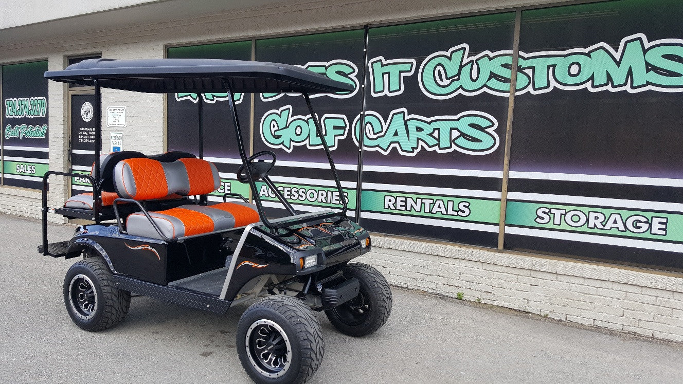 2006 - Black and Orange Lifted Gas Club Car DS - SOLD