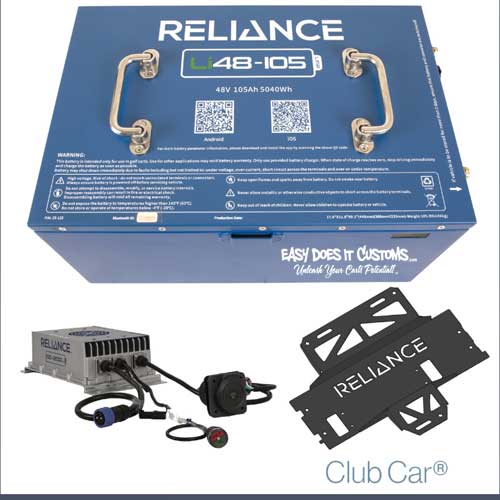 RELIANCE Li48-105 Lithium Battery Kit for Club Car Precedent, Onward, Tempo Golf Carts