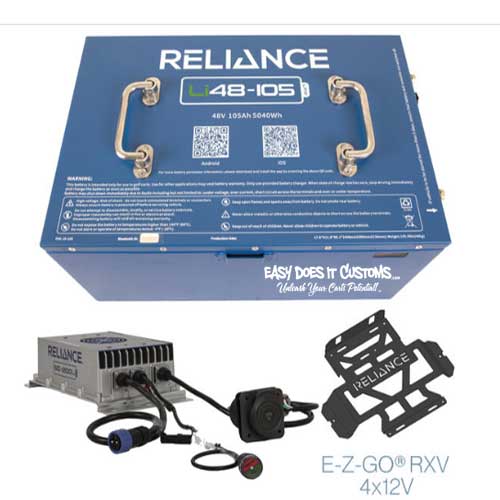 RELIANCE Li48-105 Lithium Battery Kit for EZGO RXV with (x4) 12volt Batteries