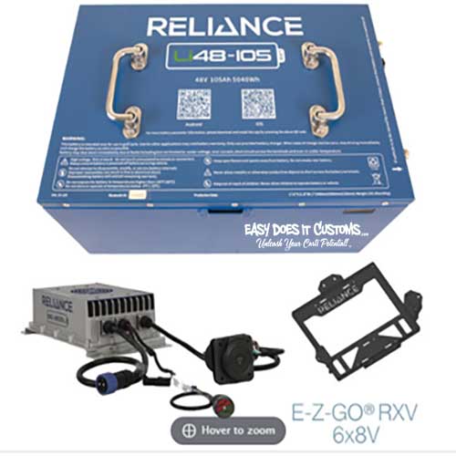 RELIANCE Li48-105 Lithium Battery Kit for EZGO RXV Golf Cart with (x6) 8 volt Batteries