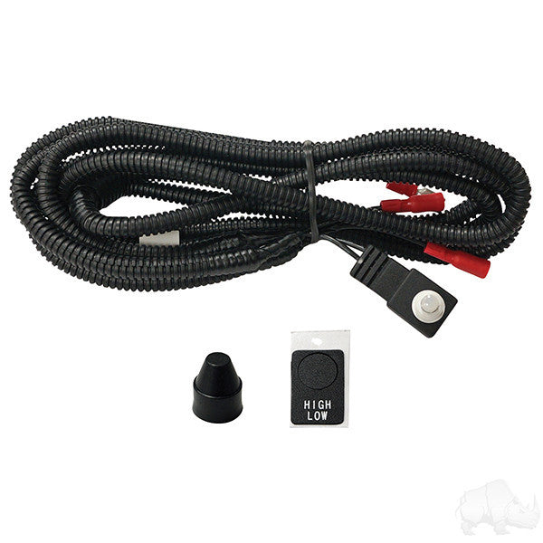 RHOX LED Headlight Push Button Control for High / Low Beam Wire Harness