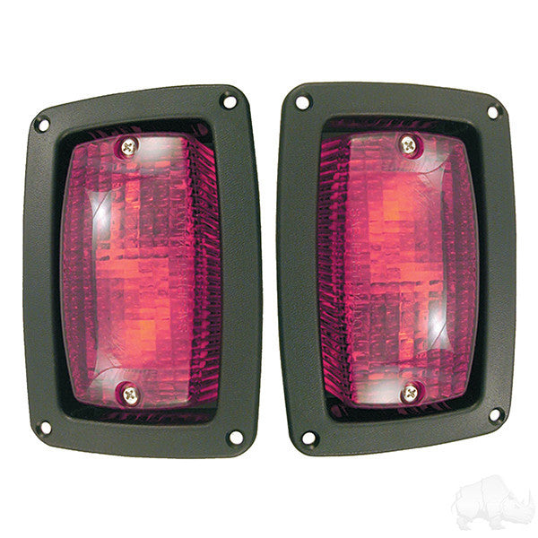 LED Taillights with Bezels for Club Car DS, Yamaha, EZGO