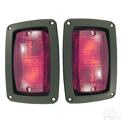 LED Taillights with Bezels for Club Car DS, Yamaha, EZGO