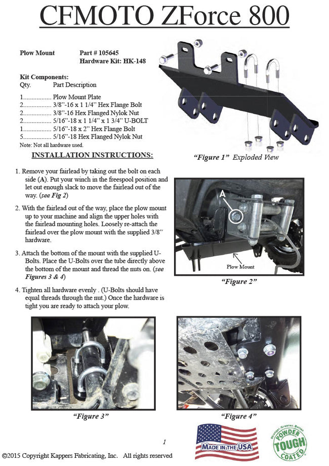 KFI UTV PLOW MOUNT 105645