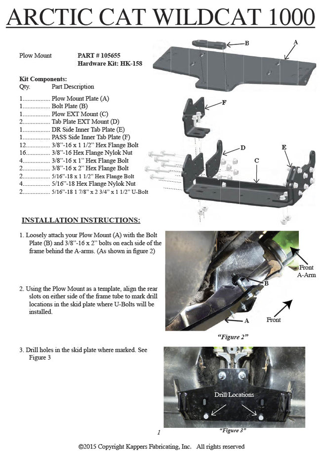 Textron Off-Road Wildcat 1000 - 2018 ATV  KFI Plow Mount 105655