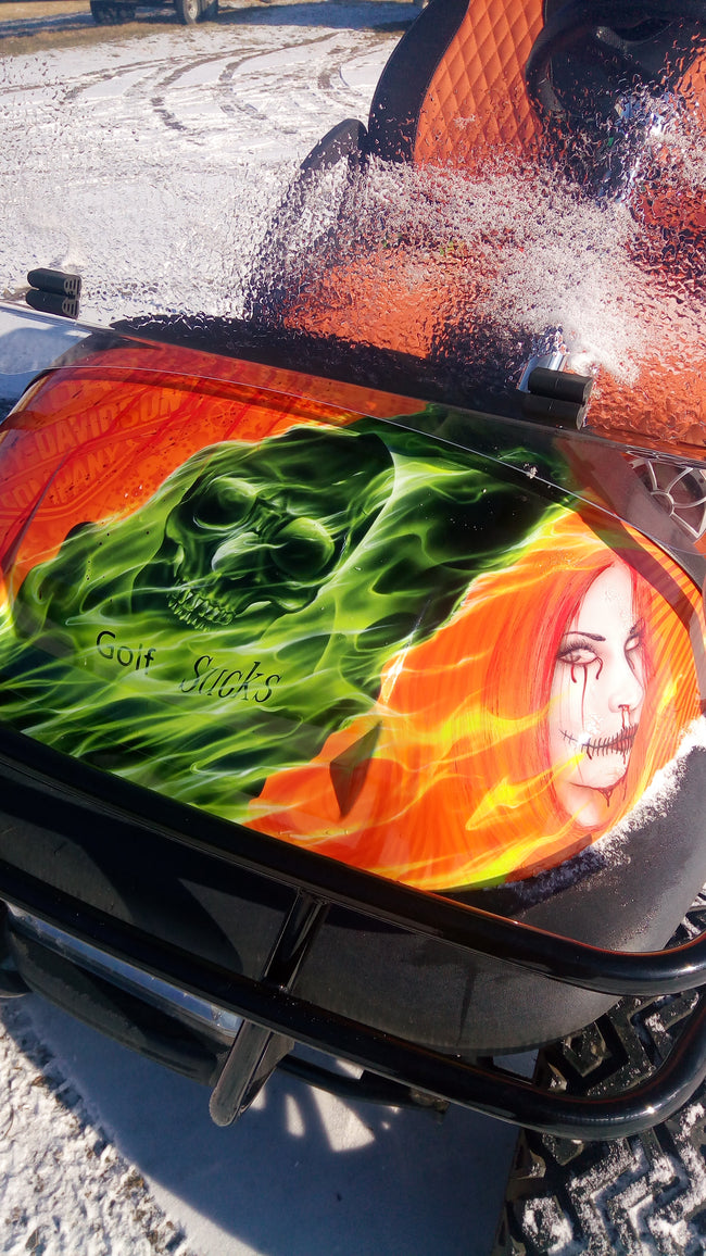 Club Car Precedent Golf Cart with Custom Airbrush Harley Theme Paint **SOLD**