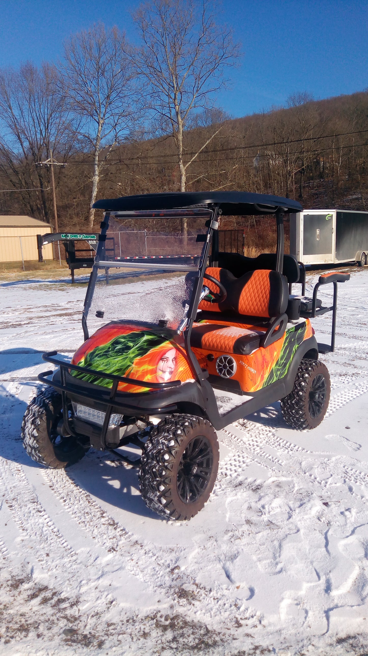 Club Car Precedent Golf Cart with Custom Airbrush Harley Theme Paint **SOLD**