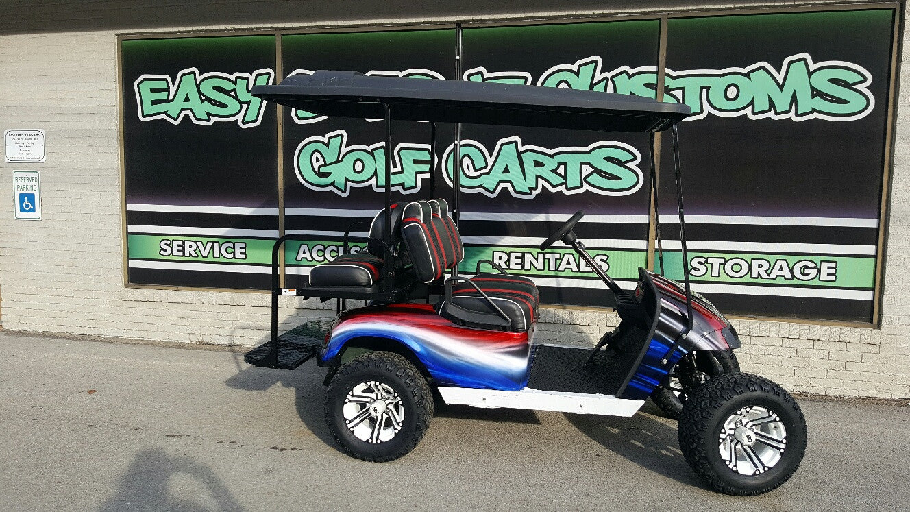 2012 Electric EZGO Red, White, and Blue Golf Cart - SOLD