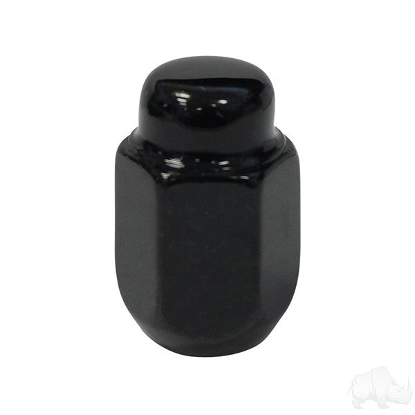 Gloss Black Closed End Metric 12mm-1.25, OD 3/4" Lug Nut