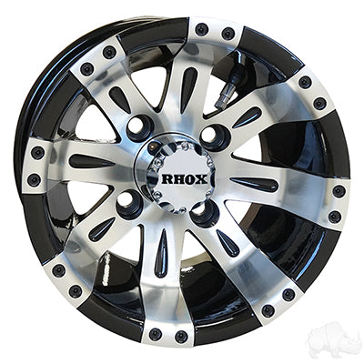 RHOX Vegas Machined Black 10" Aluminum Golf Cart  Wheels