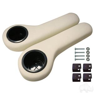 White Seat Kit Arm Rest Set with Cup Holder