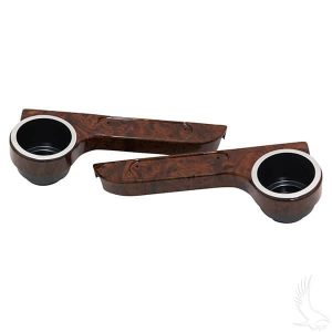 Woodgrain Seat Kit Arm Rest Set with Cup Holder, ABS